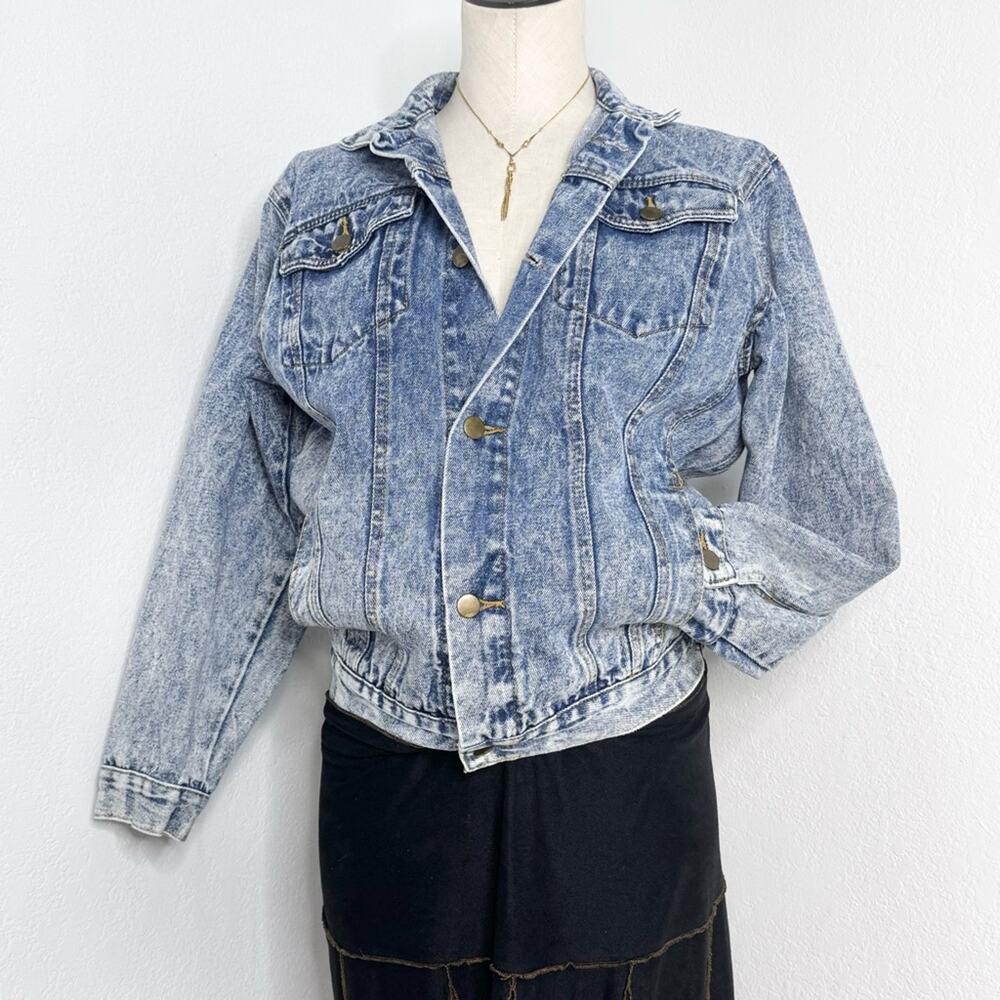 Vintage Denim Jean Jacket Acid Wash Western Rero Costal Cowgirl